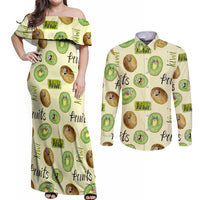Kiwi Cute Humorous Couples Matching Off Shoulder Maxi Dress and Long Sleeve Button Shirt New Zealand Fruit