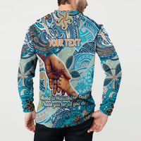 Hand In Hand Father's Day Polynesian Button Sweatshirt Tribal Flower Pattern DT02 - Polynesian Pride