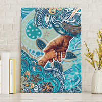 Hand In Hand Father's Day Polynesian Canvas Wall Art Tribal Flower Pattern DT02 Without Frame Blue - Polynesian Pride