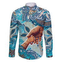 Hand In Hand Father's Day Polynesian Family Matching Off Shoulder Maxi Dress and Hawaiian Shirt Tribal Flower Pattern
