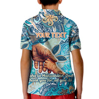 Hand In Hand Father's Day Polynesian Kid Polo Shirt Tribal Flower Pattern