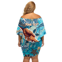 Hand In Hand Father's Day Polynesian Off Shoulder Short Dress Tribal Flower Pattern DT02 - Polynesian Pride