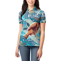 Hand In Hand Father's Day Polynesian Women Polo Shirt Tribal Flower Pattern DT02 - Polynesian Pride