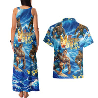 Hawaii Father's Day Couples Matching Tank Maxi Dress and Hawaiian Shirt The Surfing Dad Polynesian Tattoo