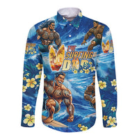 Hawaii Father's Day Long Sleeve Button Shirt The Surfing Dad Polynesian Tattoo DT02 Unisex Blue - Polynesian Pride
