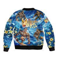 Hawaii Father's Day Sleeve Zip Bomber Jacket The Surfing Dad Polynesian Tattoo DT02 - Polynesian Pride