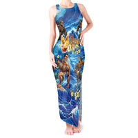 Hawaii Father's Day Tank Maxi Dress The Surfing Dad Polynesian Tattoo DT02 Women Blue - Polynesian Pride
