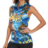 Hawaii Father's Day Women Sleeveless Polo Shirt The Surfing Dad Polynesian Tattoo DT02 - Polynesian Pride