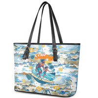 Hawaii Father's Day It's Surfing Time Leather Tote Bag Aloha L Makuakane DT02 - Polynesian Pride