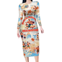 Hawaii Father's Day Family Matching Long Sleeve Bodycon Dress and Hawaiian Shirt Hula With Dad DT02 Mom's Dress Art - Polynesian Pride