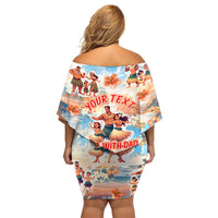 Hawaii Father's Day Family Matching Off Shoulder Short Dress and Hawaiian Shirt Hula With Dad DT02 - Polynesian Pride