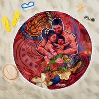 Happy Father's Day French Polynesia Beach Blanket Family Turtle Hibiscus DT02 One Size 150cm Red - Polynesian Pride