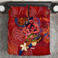 Happy Father's Day French Polynesia Bedding Set Family Turtle Hibiscus DT02 Red - Polynesian Pride