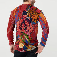 Happy Father's Day French Polynesia Button Sweatshirt Family Turtle Hibiscus DT02 - Polynesian Pride