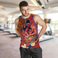 Happy Father's Day French Polynesia Men Tank Top Family Turtle Hibiscus DT02 Red - Polynesian Pride