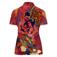 Happy Father's Day French Polynesia Women Polo Shirt Family Turtle Hibiscus DT02 - Polynesian Pride