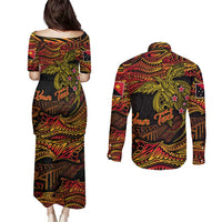 Papua New Guinea 50th Independence Day Couples Matching Puletasi and Long Sleeve Button Shirt Culture Spirit and Sovereignty