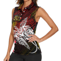 PNG 1975 - 2025 Women Sleeveless Polo Shirt Papua New Guinea 50th Independence Anniversary