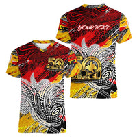 Papua New Guinea 50th Independence Day Women V-Neck T-Shirt Celebrate Our History, Inspire Our Future