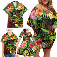 45th Anniversary of Freedom Vanuatu Family Matching Off Shoulder Short Dress and Hawaiian Shirt Island Pride Cultural Power Pacific Unity