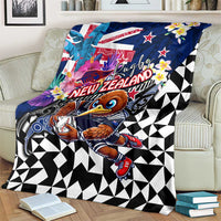 Kiwi New Zealand Rugby Blanket Kiwis Mascot Tropical Pattern