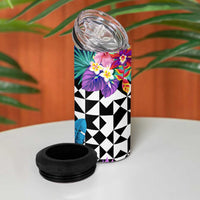 Kiwi New Zealand Rugby 4 in 1 Can Cooler Tumbler Kiwis Mascot Tropical Pattern