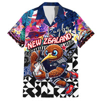 Personalized Kiwi New Zealand Rugby Family Matching Off Shoulder Maxi Dress and Hawaiian Shirt Kiwis Mascot Tropical Pattern