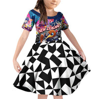 Personalized Kiwi New Zealand Rugby Family Matching Off Shoulder Short Dress and Hawaiian Shirt Kiwis Mascot Tropical Pattern