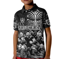 Personalized All Black Brothers Rugby Kid Polo Shirt New Zealand Maori Haka