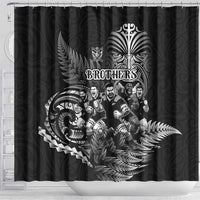 All Black Brothers Rugby Shower Curtain New Zealand Maori Haka