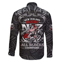 All Black NZL Rugby Champions Family Matching Summer Maxi Dress and Hawaiian Shirt Maori Warrior