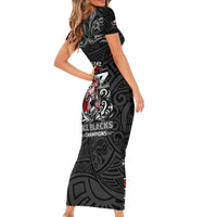 All Black NZL Rugby Champions Short Sleeve Bodycon Dress Maori Warrior