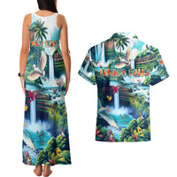 Wailua Falls Hawaii Couples Matching Tank Maxi Dress and Hawaiian Shirt Kauai Natural Beauty