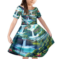 Wailua Falls Hawaii Family Matching Mermaid Dress and Hawaiian Shirt Kauai Natural Beauty