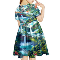 Wailua Falls Hawaii Kid Short Sleeve Dress Kauai Natural Beauty
