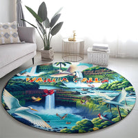 Wailua Falls Hawaii Round Carpet Kauai Natural Beauty