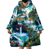 Wailua Falls Hawaii Wearable Blanket Hoodie Kauai Natural Beauty DT02 - Polynesian Pride