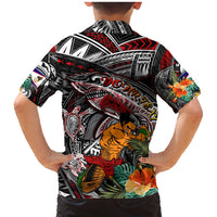 Personalized American Samoa Warrior Family Matching Mermaid Dress and Hawaiian Shirt Shark Turtle Polynesian Tattoo