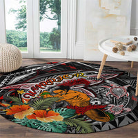 American Samoa Warrior Round Carpet Shark Turtle Polynesian Tattoo