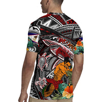 Personalized American Samoa Warrior Rugby Jersey Shark Turtle Polynesian Tattoo