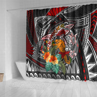 American Samoa Warrior Shower Curtain Shark Turtle Polynesian Tattoo
