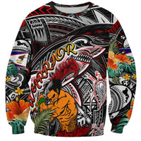 Personalized American Samoa Warrior Sweatshirt Shark Turtle Polynesian Tattoo