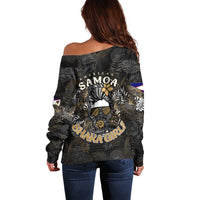 Personalized Shaka Girls America Samoa Off Shoulder Sweater Tropical Flowers Vintage
