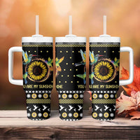 Hummingbird Sunflower Christmas Tumbler With Handle You Are My Sunshine