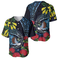 New Zealand Tui Bird Baseball Jersey Maori Koru Mix Pohutukawa