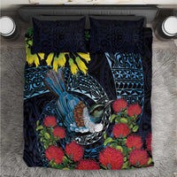 New Zealand Tui Bird Bedding Set Maori Koru Mix Pohutukawa