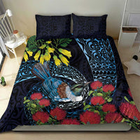 New Zealand Tui Bird Bedding Set Maori Koru Mix Pohutukawa