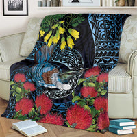 New Zealand Tui Bird Blanket Maori Koru Mix Pohutukawa DT04 - Polynesian Pride