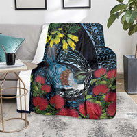 New Zealand Tui Bird Blanket Maori Koru Mix Pohutukawa DT04 - Polynesian Pride