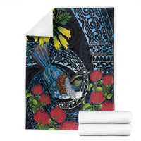 New Zealand Tui Bird Blanket Maori Koru Mix Pohutukawa DT04 - Polynesian Pride